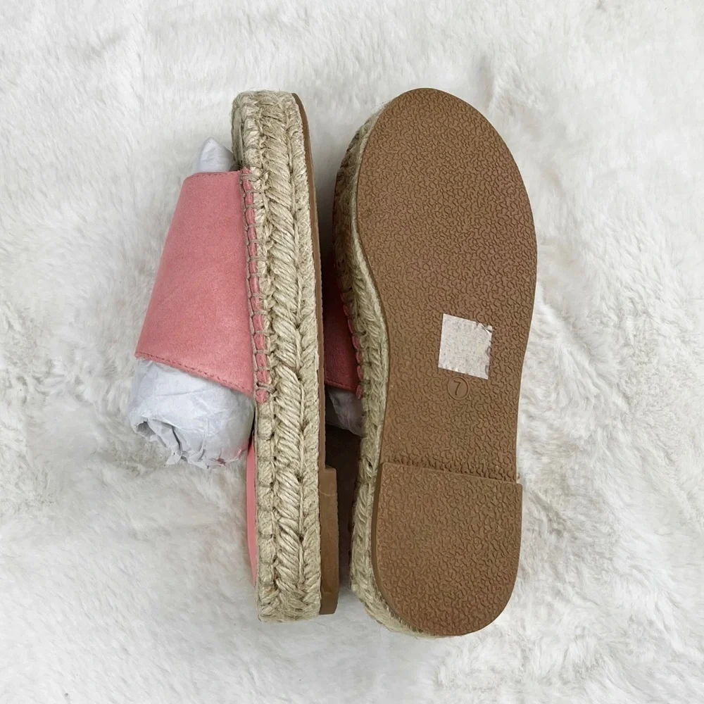 NIB Urban Outfitters Mimi Suede Espadrille Slide Sandals in Pink